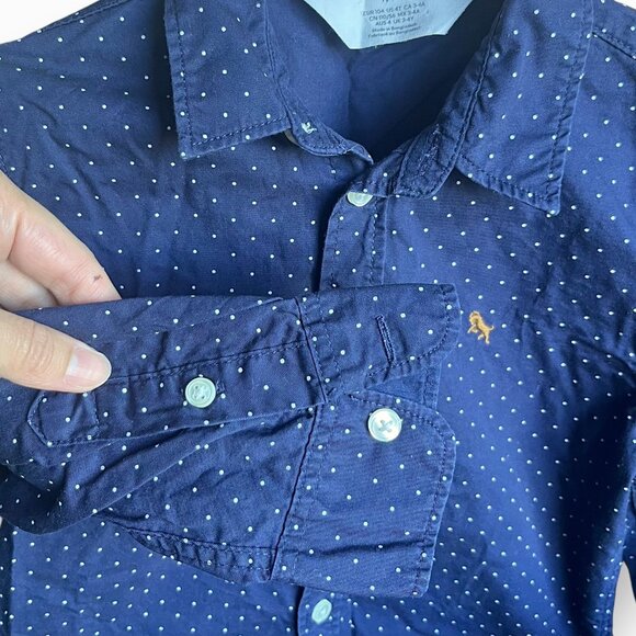 H&M Boys Dress Shirt | Navy Polka Dot Button-Up | Size 4Y - Picture 4 of 4